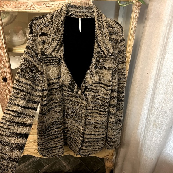 Free People Womens Large Fuzzy Wool Blend Knit Cardigan Sweater - Picture 4 of 9